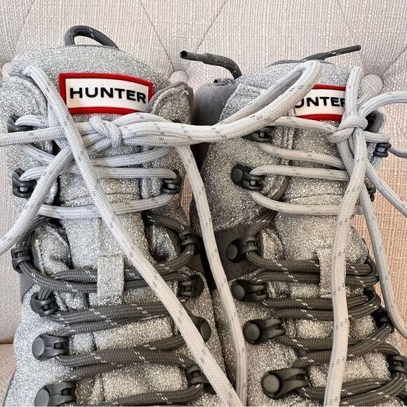 Hunter Glitter Insulated Waterproof Commando Snow Boots Grey US 8 - Picture 5 of 9